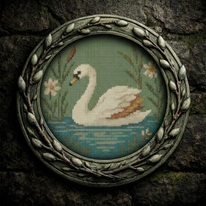 Swan and Flowers Cross Stitch Pattern: DIY Embroidery (Instant Download)