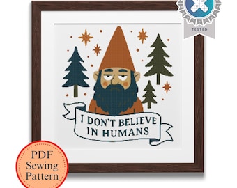 Snarky Gnome Cross Stitch Pattern: Funny Home Decor (PDF Pattern)