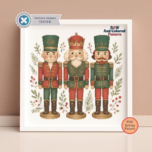 Christmas Nutcrackers Cross Stitch Pattern: Holiday Needlepoint Chart PDF Pattern
