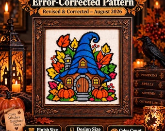 Halloween Witch Cottage Cross Stitch Pattern: Spooky Cottagecore (PDF Pattern)