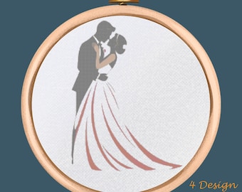 Charming Wedding Cross Stitch Pattern for a Special Couple | Rustic DIY Embroidery Project