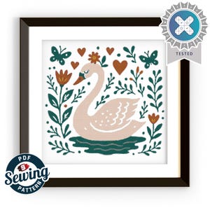 Mystical Swan Cross Stitch Pattern: Folk Art Embroidery (PDF Pattern)