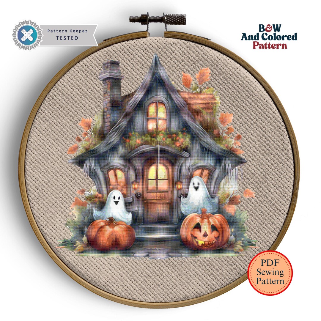 Haunted House Halloween Cross Stitch Pattern: Spooky Decor PDF Pattern ...
