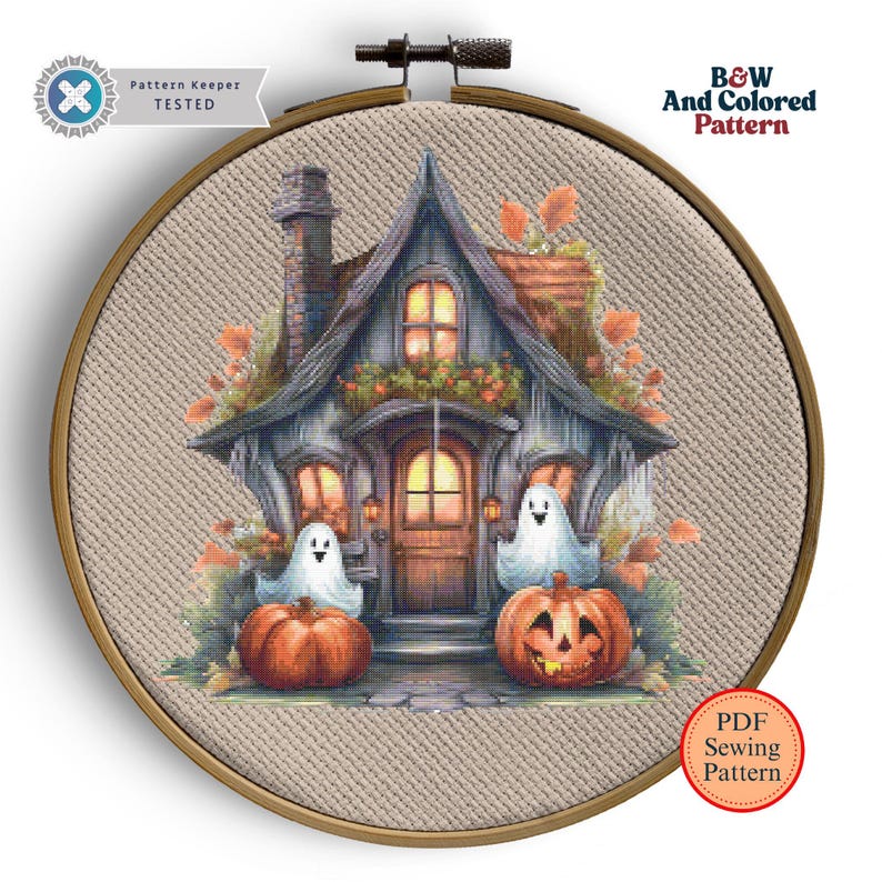 Haunted House Halloween Cross Stitch Pattern: Spooky Decor PDF Pattern ...