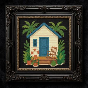 Beach House Cross Stitch Pattern | Summer Cottage, Nautical Decor (PDF Pattern)