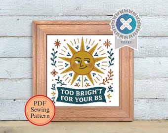 Schema punto croce &quot;Sun Snarky Sun&quot;: divertente decorazione gotica (schema PDF)