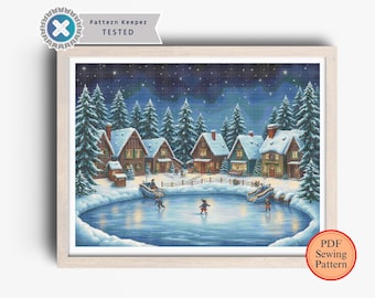 Christmas Village Cross Stitch Pattern, Holiday Ornaments (PDF Pattern)