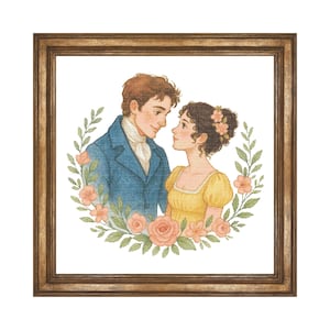 Wedding Cross Stitch Pattern Bride & Groom Floral Design Wedding Decor DIY Embroidery Gift Idea