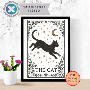 Black Cat Portrait Cross Stitch Pattern: Funny Feline Art (Digital Download)
