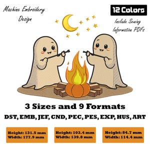 Camping Ghost Embroidery Design | Spooky Campfire Stitch (Digital Download)