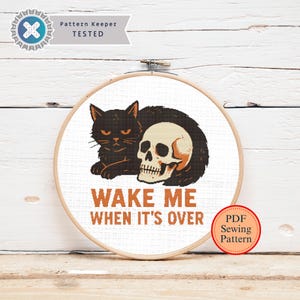 Halloween Black Cat Cross Stitch Pattern: Snarky Home Decor (PDF Pattern)