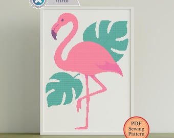 Flamingo Cross Stitch Pattern: Modern Tropical Bird Art (PDF Download)