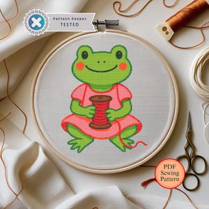 Frog Santa Cross Stitch Pattern: Funny Christmas Ornament (PDF Download)