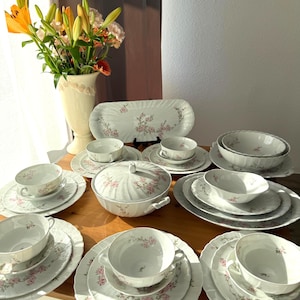 Porcelain Dinnerware Set Bernardaud Limoges Amandine Vintage Table Setting made in France A018