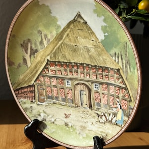 Wall plate Königszelt Bayern 19.5 cm, Decorative Plate, Antique Plate, &quot;Deutsches Fachwerk, ein wertvolles Erbe&quot; Karl Bedal