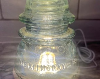 Vintage Glass Hemingray Insulator Tabletop Light