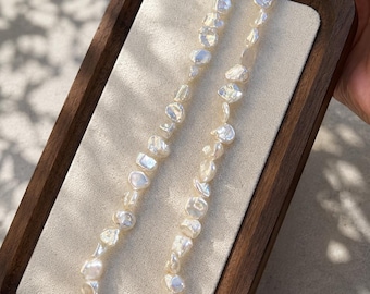 Baroque Freshwater Pearl Necklace, Handmade Pearl Strand Necklace, Organic Pearl Choker, Bridal Pearl Jewelry, Muxi Jewelry