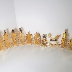 1983 Danbury Mint Gold-Plated Christmas Ornaments Set of 12