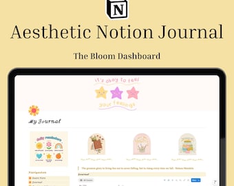 Notion Journal Template | Daily Planner, Habit Tracker, Vision Board (Digital Download)