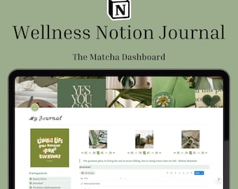 Matcha Wellness Notion Template | Daily Journal, Habit Tracker, Vision Board (Digital Planner)