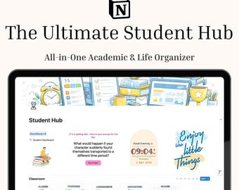Notion Student Planner | Academic Dashboard, ADHD Tracker (Digital Download)