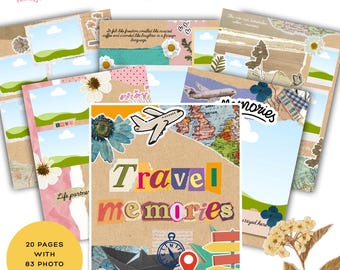 Travel Scrapbook Template, Canva Travel Journal, Vacation Memory Book, Digital Photobook, Trip Keepsake, DIY Travel, Editable Canva Design