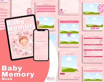 Digital Baby Memory Book, First Year Baby Journal, Monthly Milestone Scrapbook, Modern Baby Record Book, Gender Neutral Digital Download