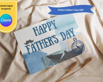 Father’s Day Digital Scrapbook | Printable Father’s Day Gift for Dad | Canva Template | Father’s Day Keepsake Memory Book