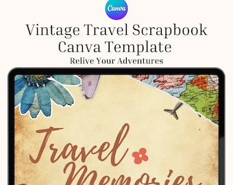Digitales Reise-Sammelalbum Canva-Vorlage, Reisetagebuch, bearbeitbares Sammelalbum, Urlaubsalbum, DIY-Erinnerungsstück, ästhetisches Reisegeschenk.