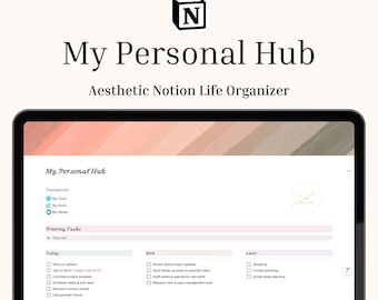 Notion Personal Hub | Minimalist Life Organizer, Weekly Planner (Digital Download)