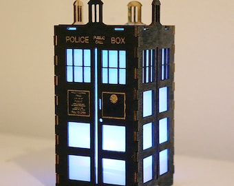 Small Wood Public Police Call Box Handmade Lantern with Tealight