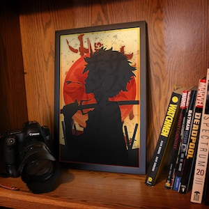 Silhouette Red Samurai Sun Posters