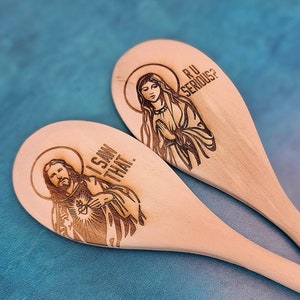Jesus and Mother Mary Sarcastic Laser Engraved Rubberwood Spoon