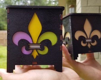 Fleur De Lis Handmade Lantern with tealight