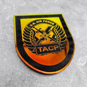 USAF TACP Iridescent Acrylic and Wood Handmade Magnet