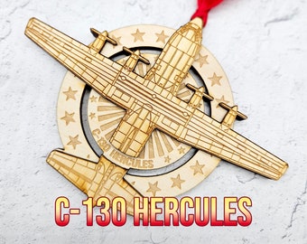 C-130 Hercules dubbelzijdig houten ornament