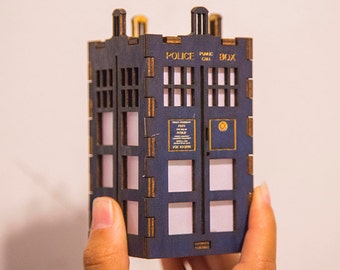 Super Small Wood Police Box Handmade Lantern