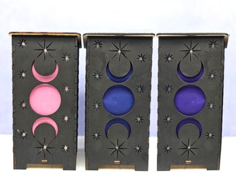 Moon Phases Wood Handmade Lantern with Custom Colors