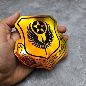 AFSOC USAF Iridescent Acrylic and Wood Handmade Magnet