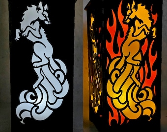 Fox Handmade Lantern with Tealight - Nine Tailed Fox with Flames or Plain