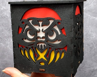 Japanese Daruma Inspired Handmade Lantern with Tealight