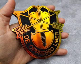 Army Special Forces Group Iridescent Acrylic and Wood Handmade Magnet