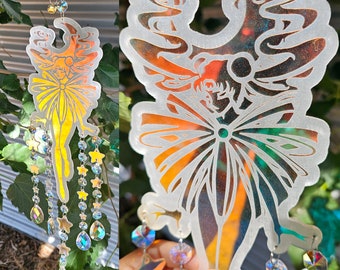 Rainbow Transformation Fighter Acrylic Sun Catcher with Hanging Acrylic Gems