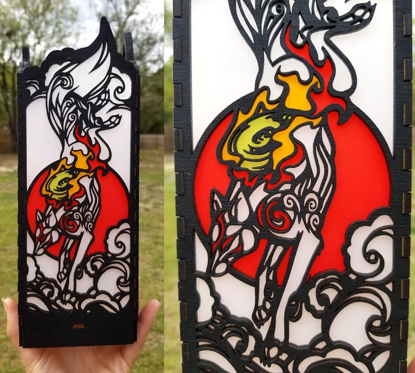 White Wolf God Okami Handmade Lantern with tealight or light bulb and…