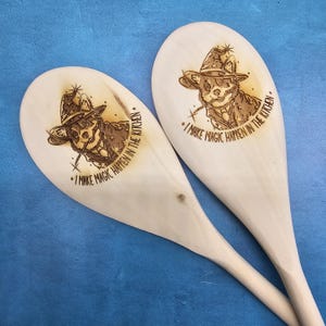 Corgi Wizard Costume I Make Magic Happen in the Kitchen - Laser Engraved Beech Wood Spoon