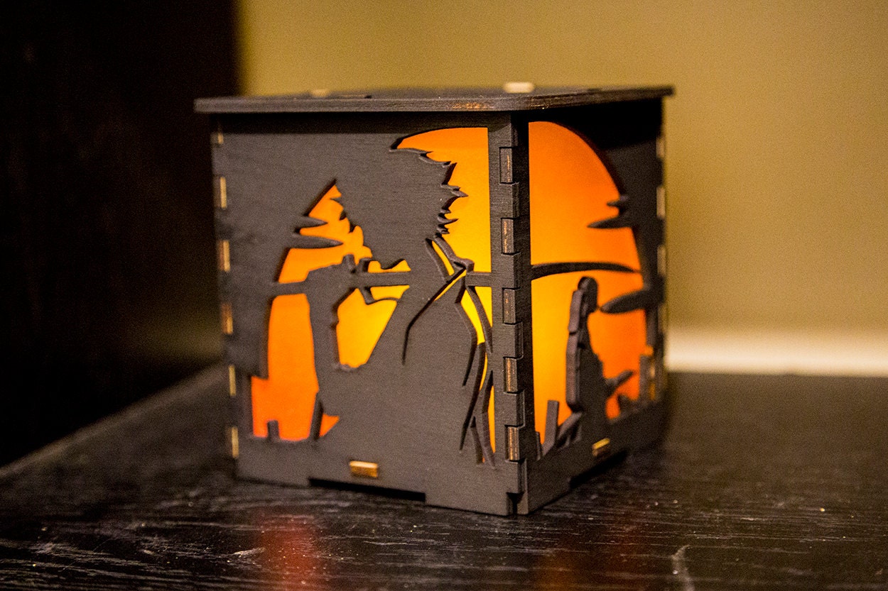 Samurai Sun Handmade Lantern with yellow flickering tealight