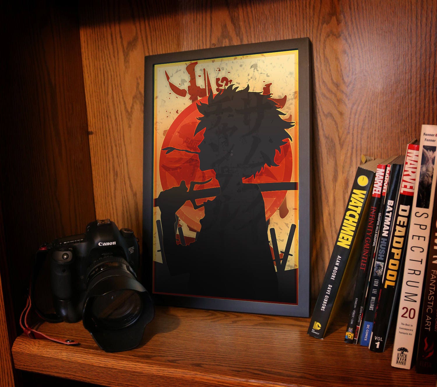 Silhouette Red Samurai Sun Posters