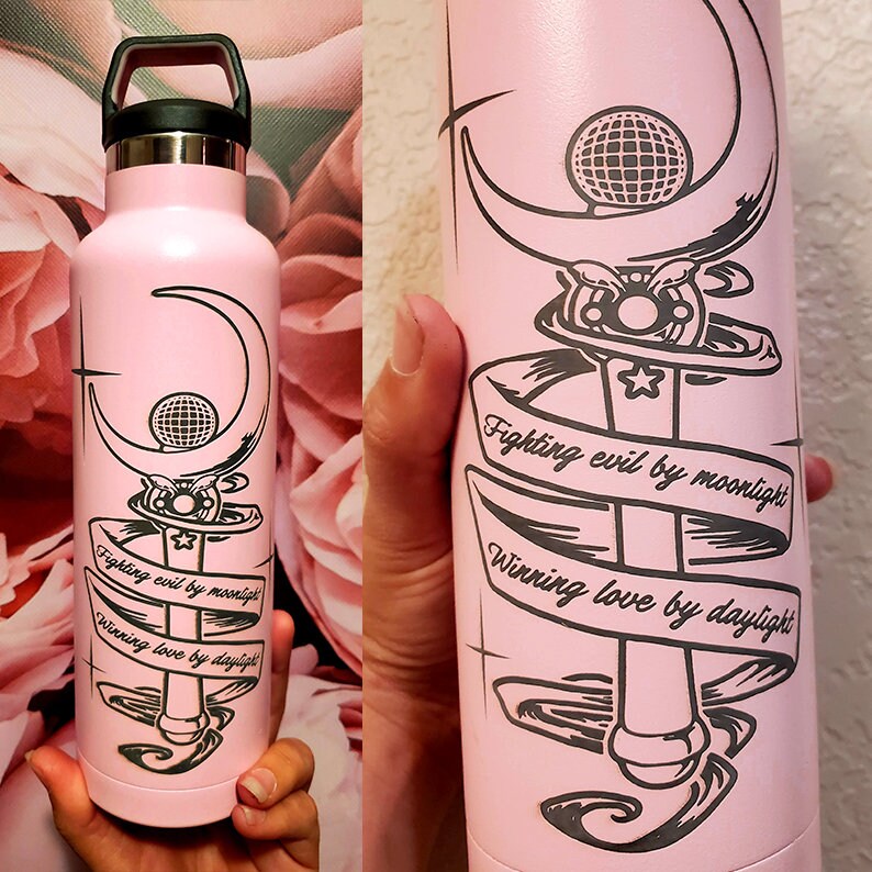 Engraved Pink Moon Stick Fighting Evil By Moonlight, Winning Love by …