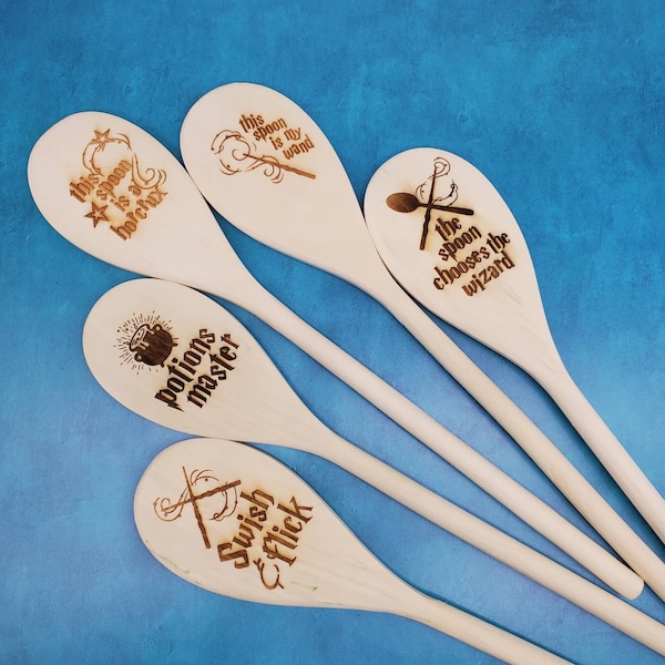 Wizards, Wands and Potions - Laser Engraved Rubber Wood Spoon