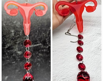 Hanging Red Female Reproductive System Acrylic Sun Catcher